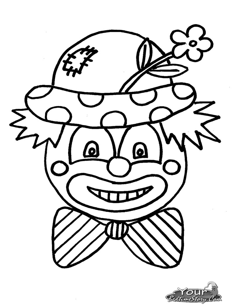 Coloriage d'un clown joyeux avec des ballons et un décor festif