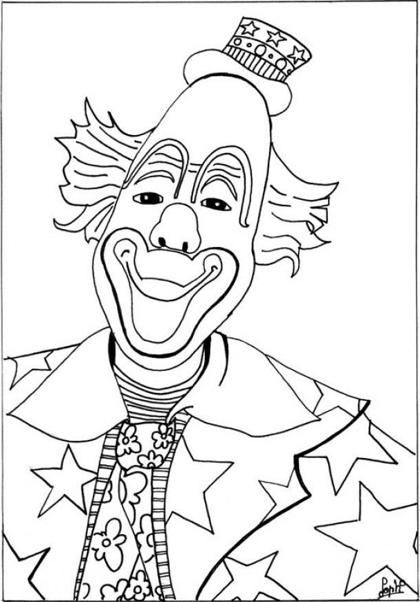 Un clown souriant dans un décor de fête coloré