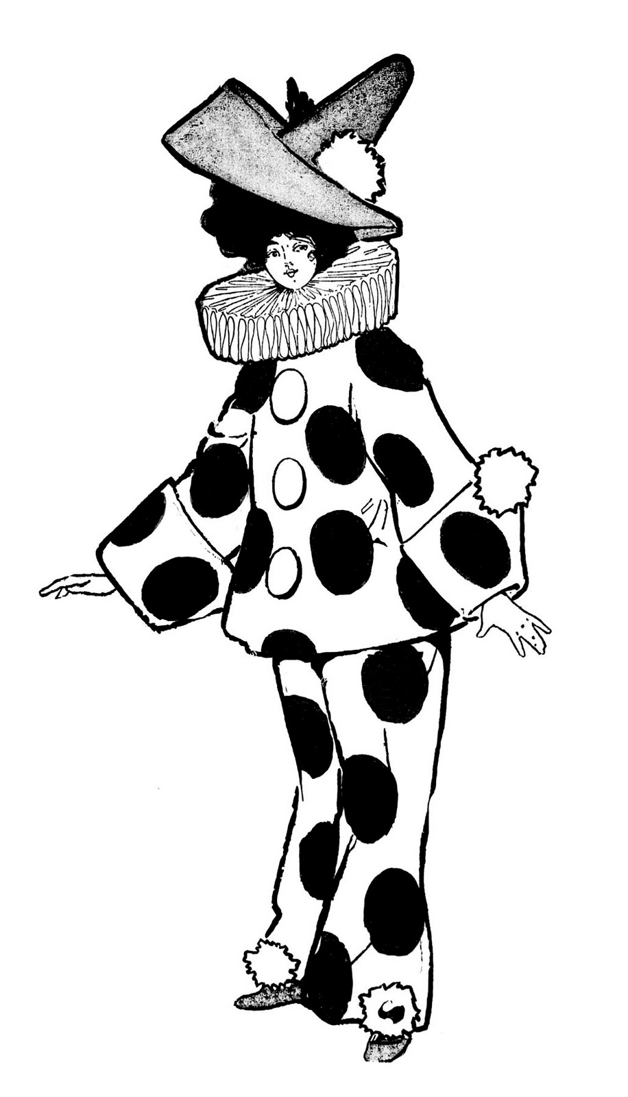 Coloriage d'un clown joyeux avec un grand sourire et des ballons