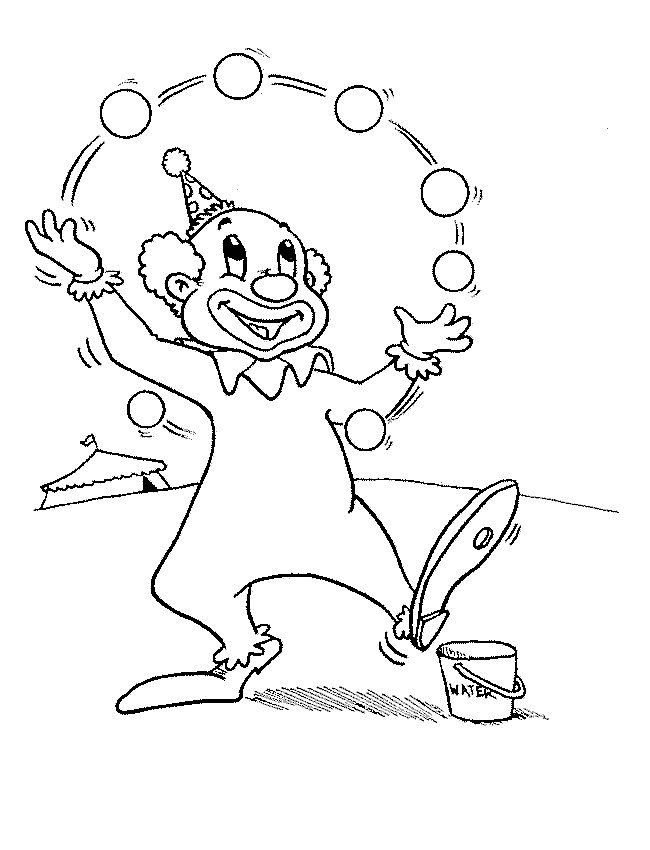 Coloriage d'un clown joyeux en pleine représentation