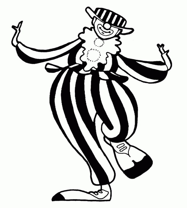 Coloriage d'un clown joyeux avec un gros nez rouge et un chapeau haut de forme