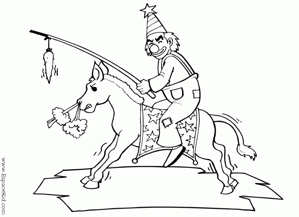 Coloriage d'un clown souriant avec des ballons dans un décor festif