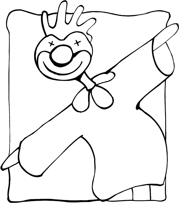 Coloriage d'un clown joyeux avec ses accessoires colorés