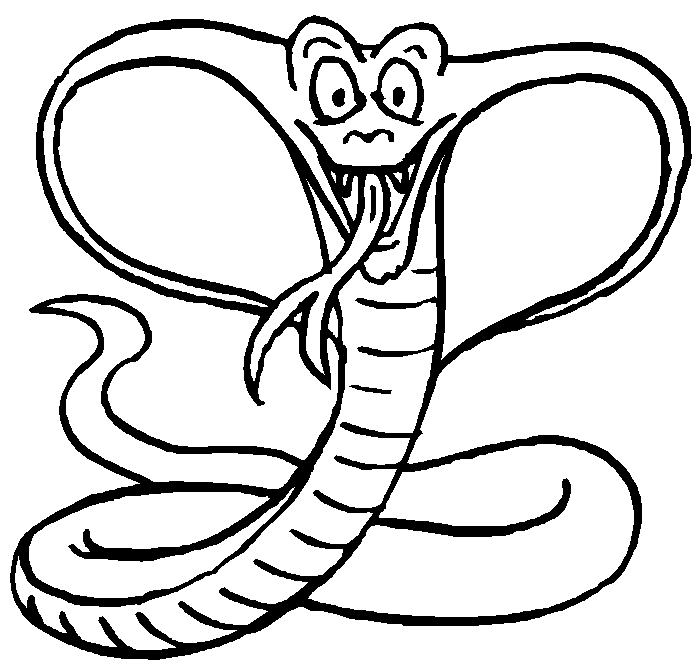 Coloriage d'un cobra enroulé sur une branche