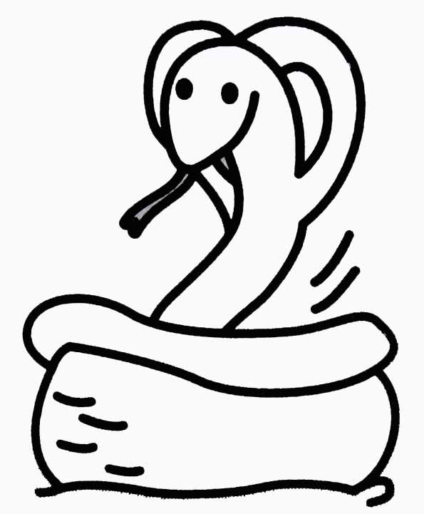Coloriage d'un cobra stylisé sur un fond simple