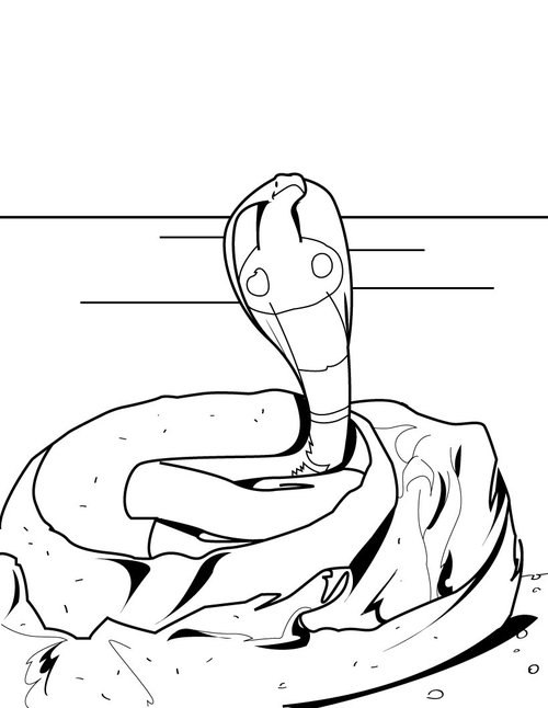 Coloriage d'un cobra majestueux sur fond simple