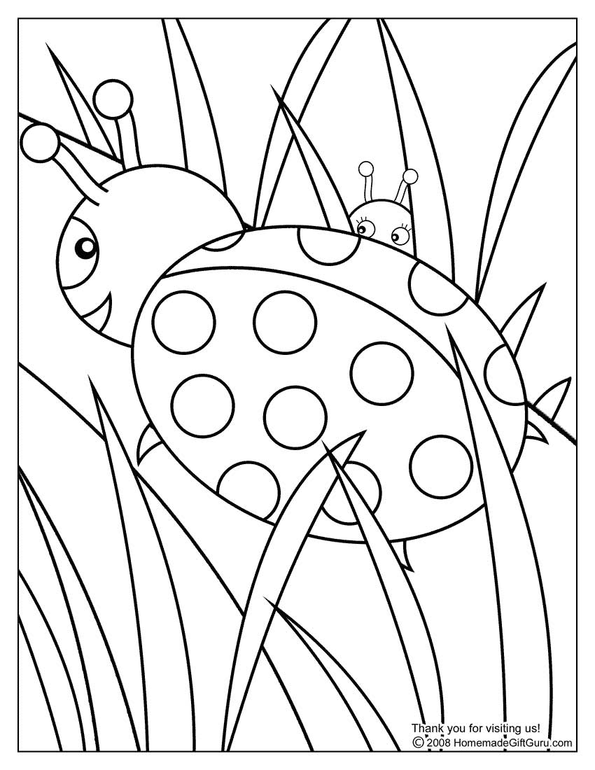 Coloriage d'une coccinelle sur une feuille verte