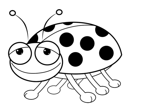 Coloriage d'une coccinelle sur une feuille verte