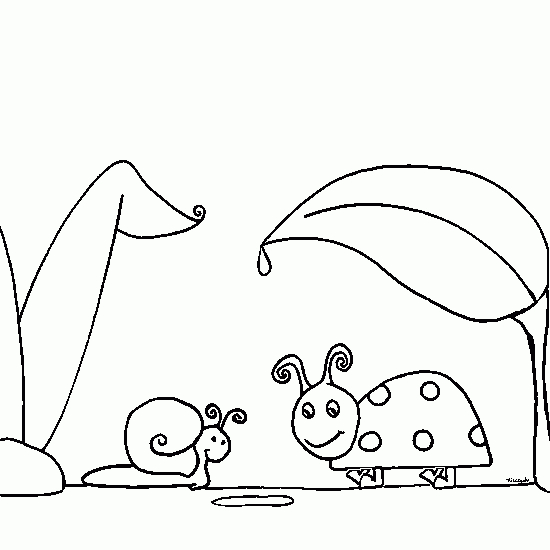 Un coloriage de coccinelle sur une feuille verte