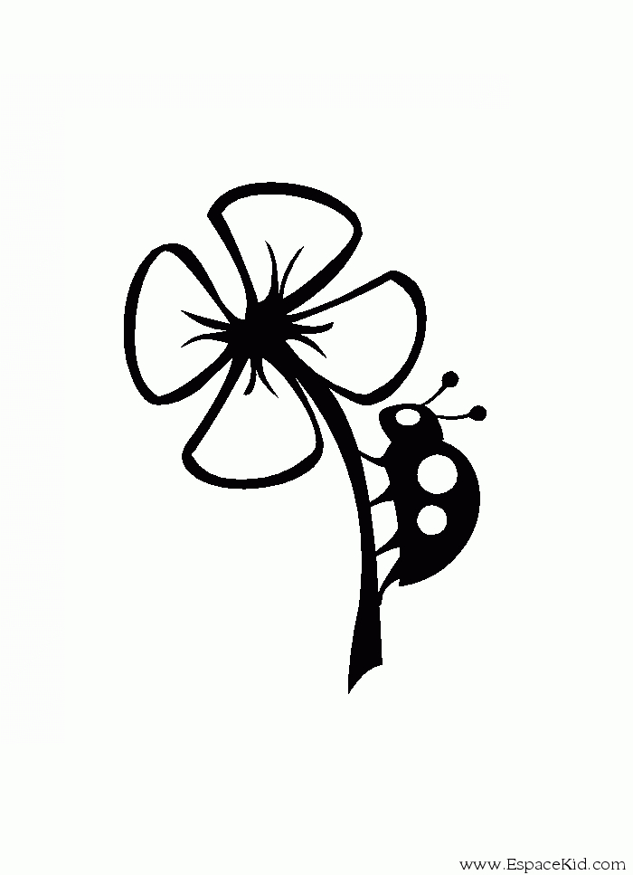 Coloriage d'une coccinelle sur une feuille