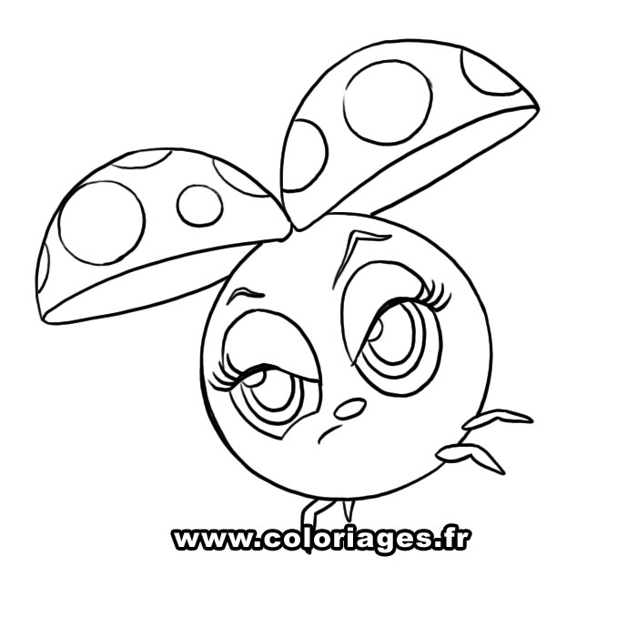 Coloriage d'une coccinelle sur une feuille verte
