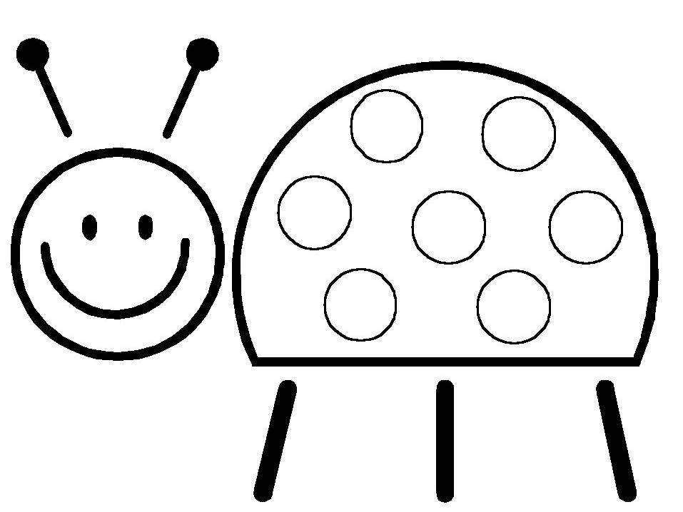 Coloriage d'une coccinelle sur une feuille verte