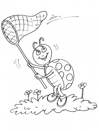 Coloriage d'une coccinelle sur une feuille verte