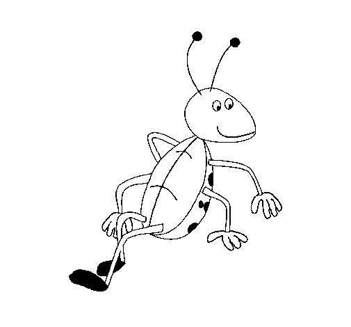 Coloriage d'une coccinelle sur une feuille de verdure