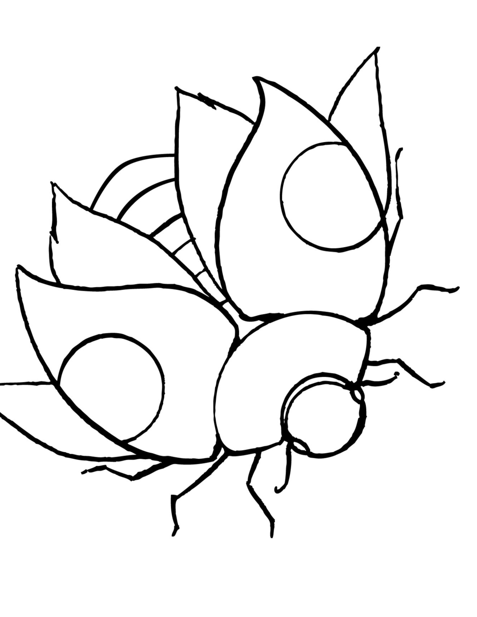 Coloriage d'une coccinelle sur une feuille verte