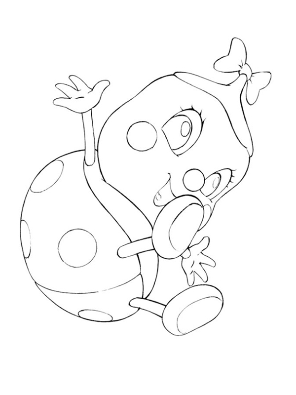 Coloriage d'une coccinelle sur une feuille verte