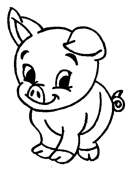 Coloriage d'un cochon jouant dans un champ