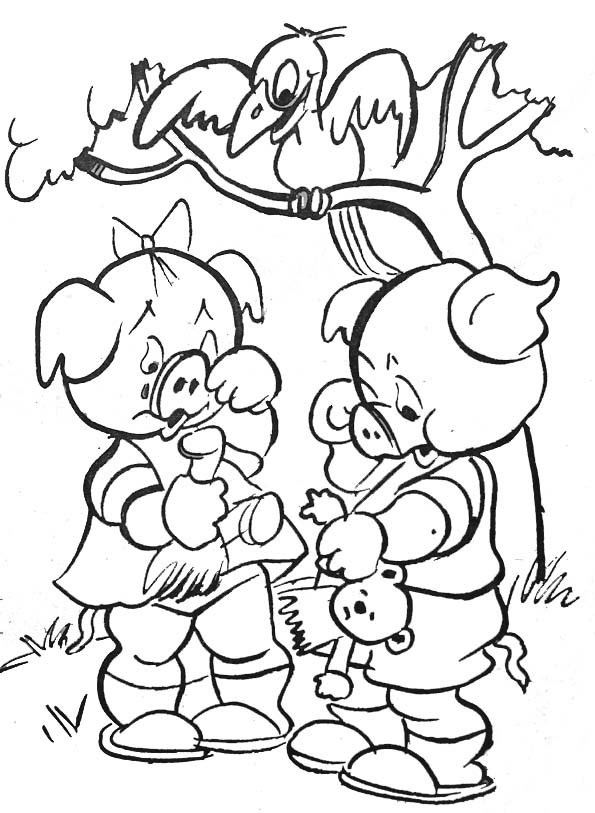 Coloriage d'un cochon joyeux dans un champ verdoyant