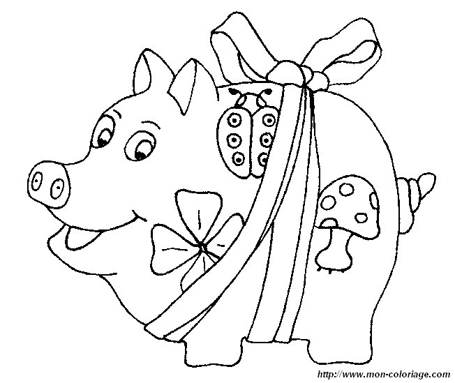 Coloriage d'un cochon joyeux dans un environnement rural