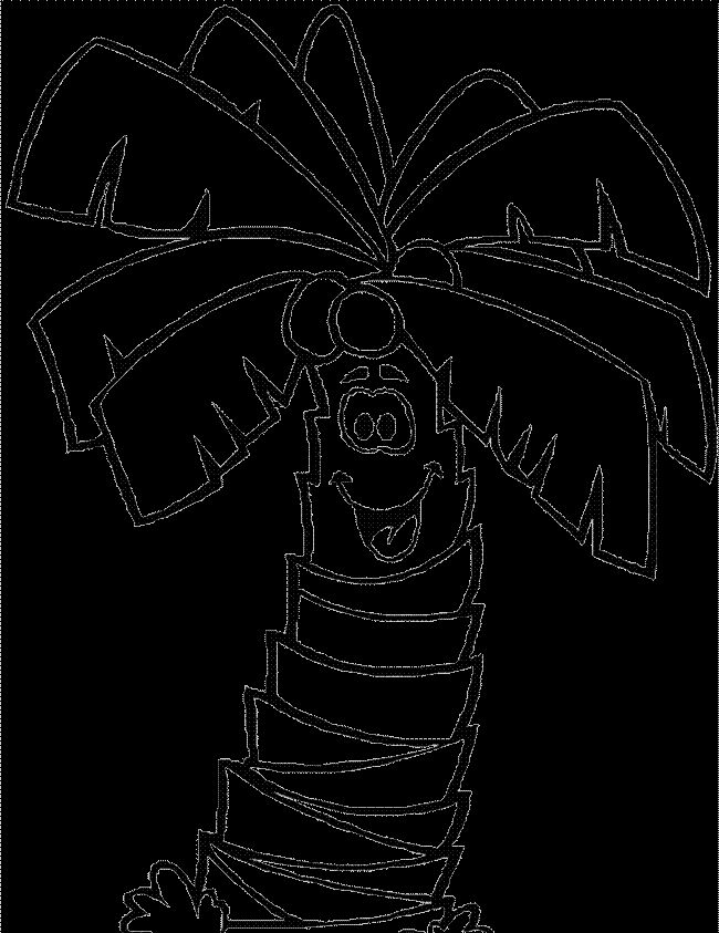 Coloriage d'un cocotier sous un ciel dégagé