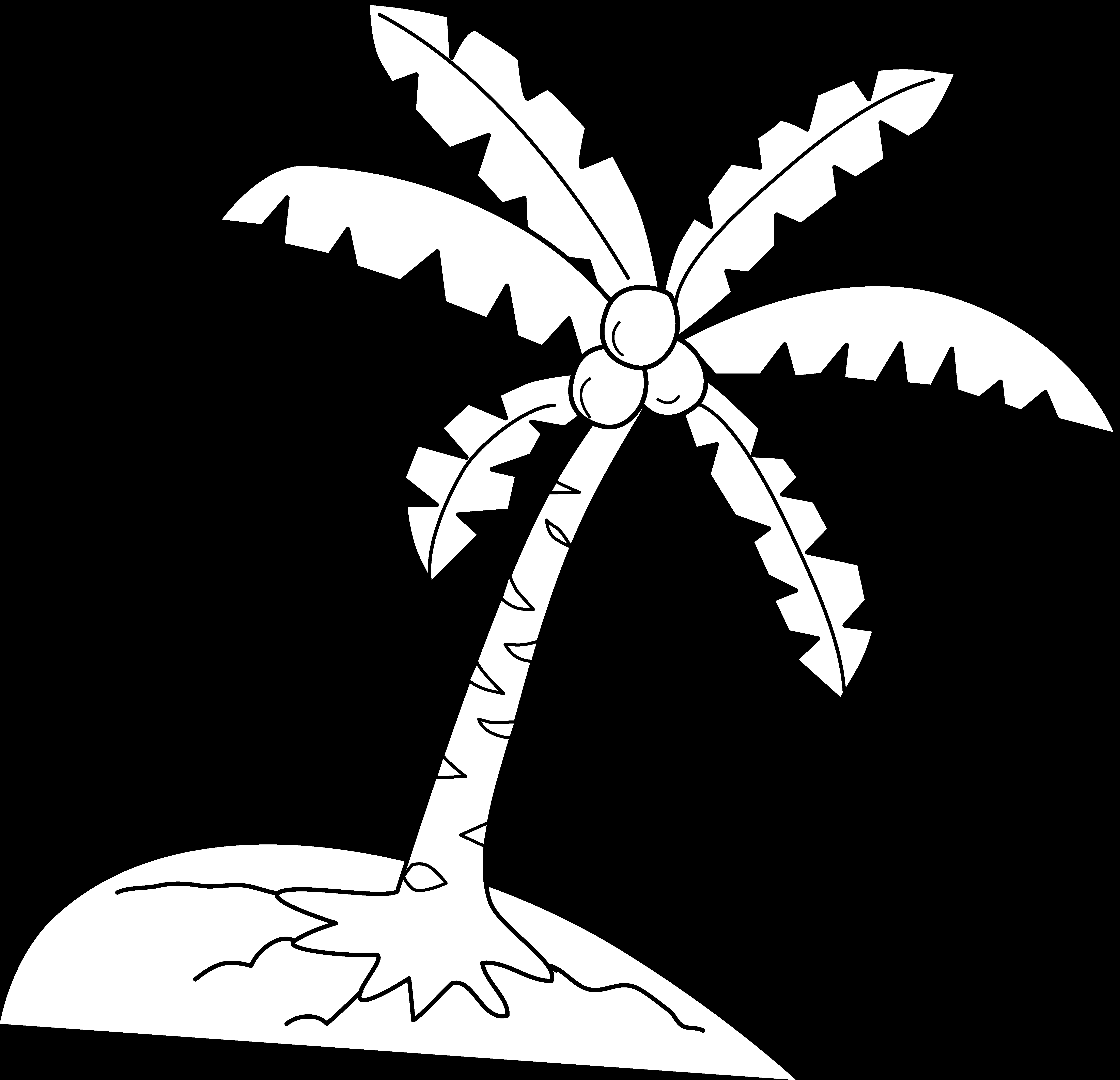Coloriage d'un cocotier sous un ciel ensoleillé