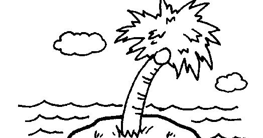 Coloriage d'un cocotier sous un ciel ensoleillé