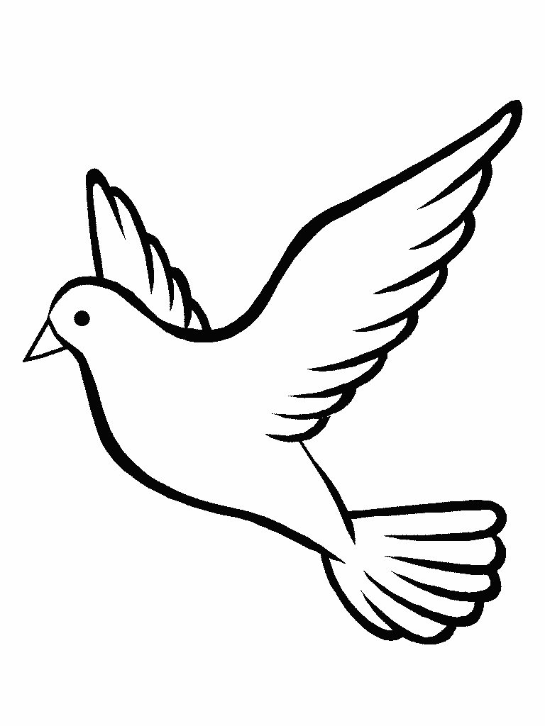 Coloriage d'une colombe en plein vol avec un arrière-plan nuageux