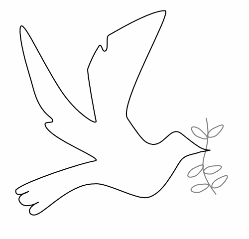 Coloriage d'une colombe en vol sur un fond simple