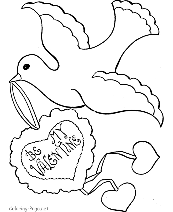 Coloriage d'une colombe en plein vol sur fond nuageux