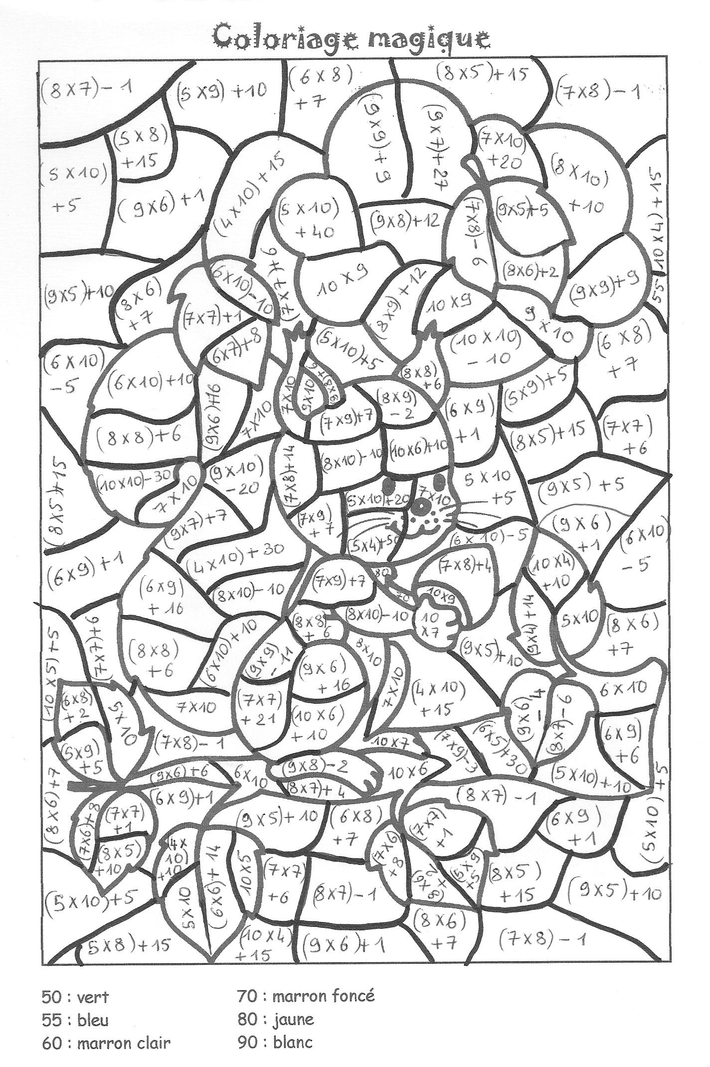Un coloriage magique avec des formes géométriques colorées