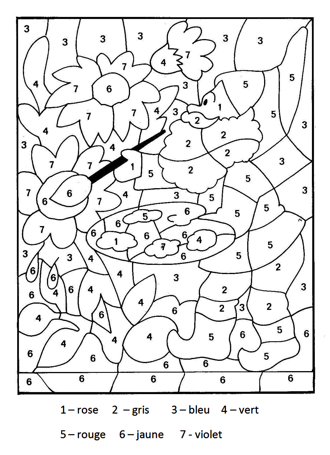 Coloriage d'un chat joueur entouré de fleurs