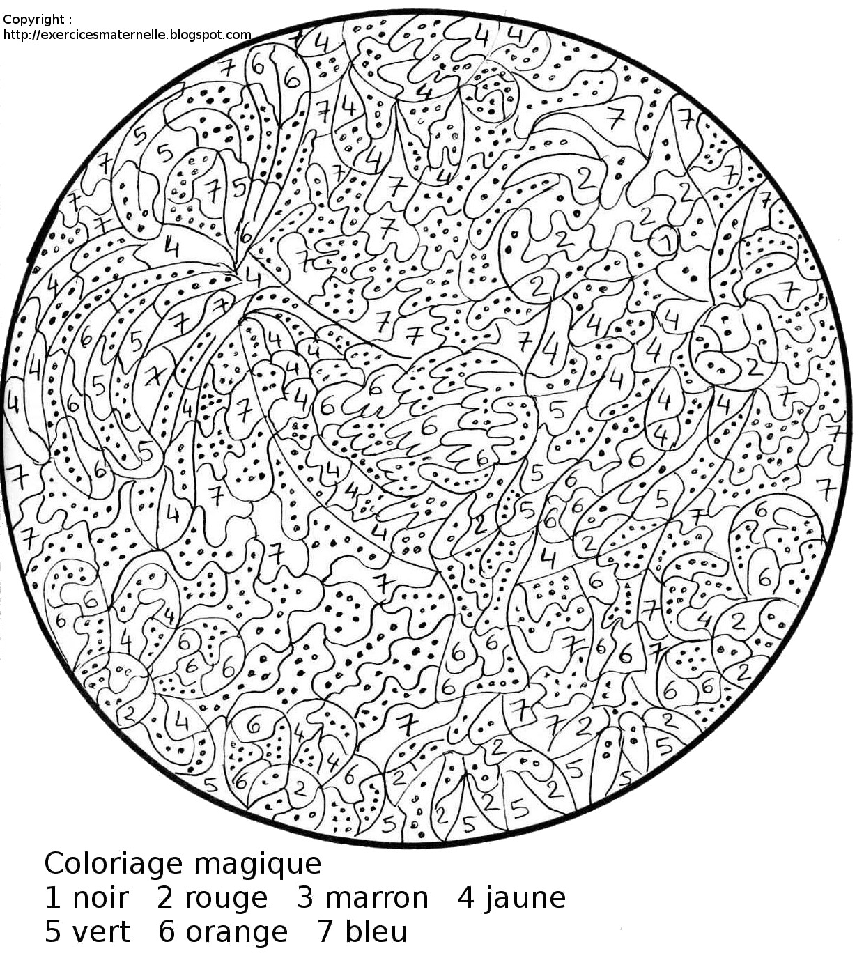 Un coloriage magique avec des animaux au milieu d’un jardin en fleurs