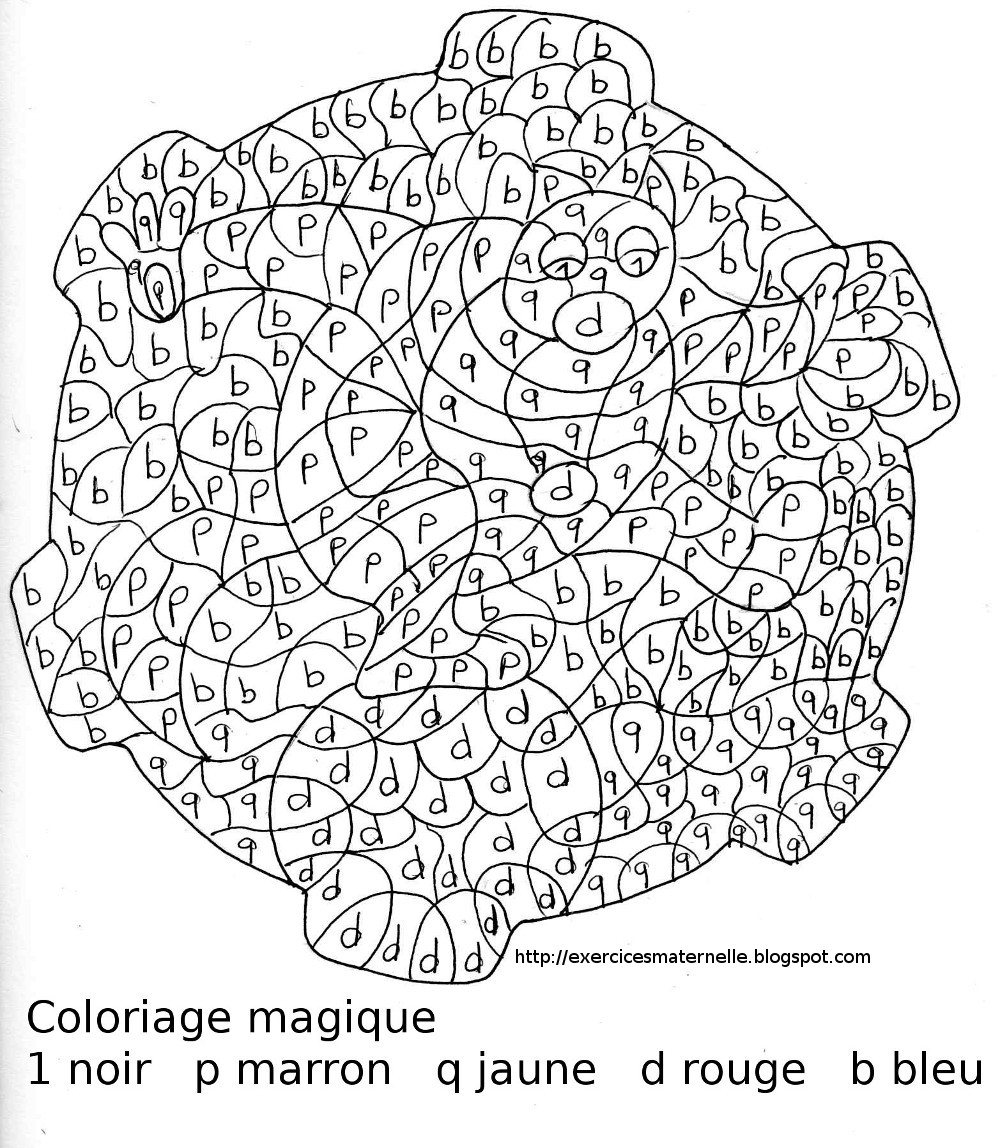 Un coloriage magique représentant un groupe d'animaux dans un paysage forestier