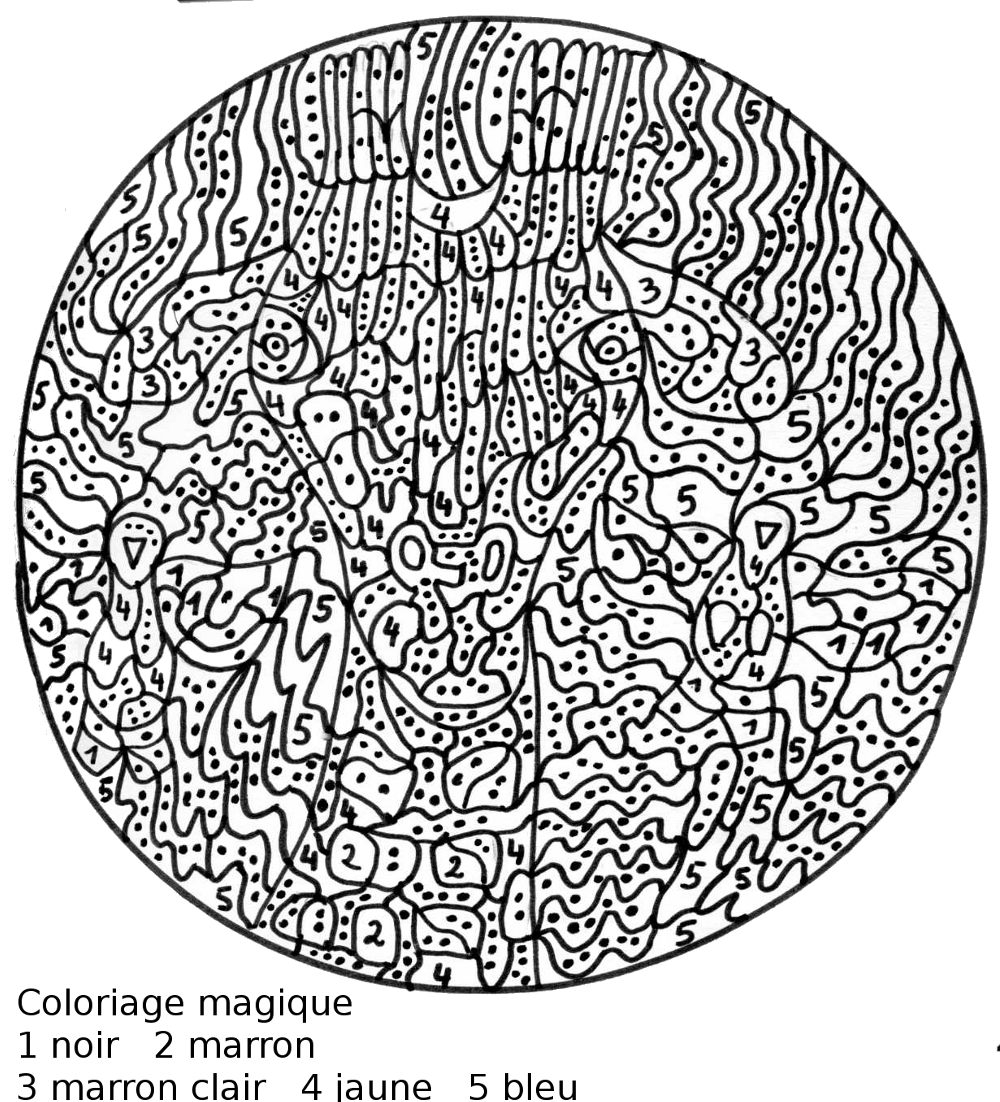 Un coloriage magique représentant un groupe d'animaux dans la forêt