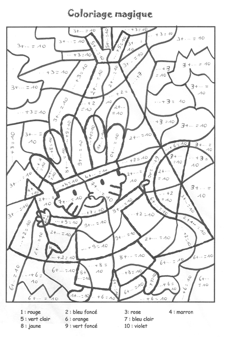 Un coloriage magique avec des formes géométriques colorées