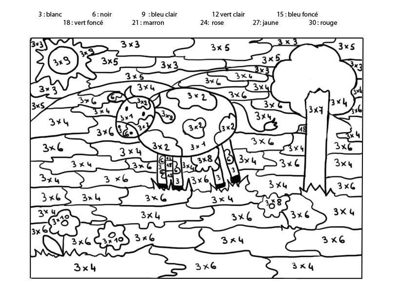 Un coloriage magique avec des animaux et des formes géométriques