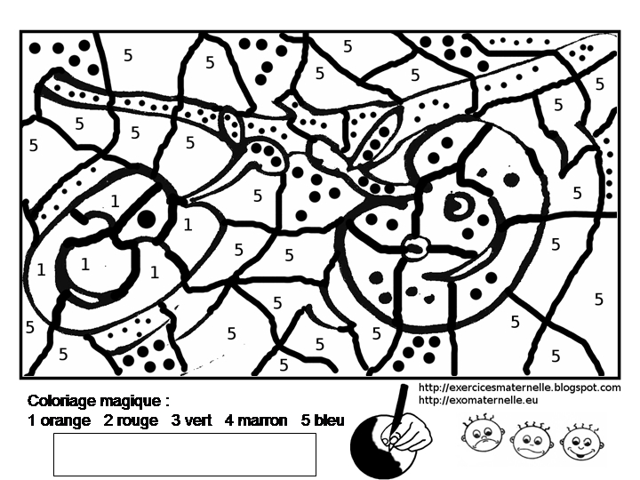 Un coloriage magique avec des formes géométriques et des motifs variés