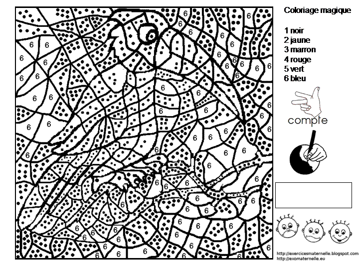 Un coloriage magique avec des formes géométriques et des motifs variés