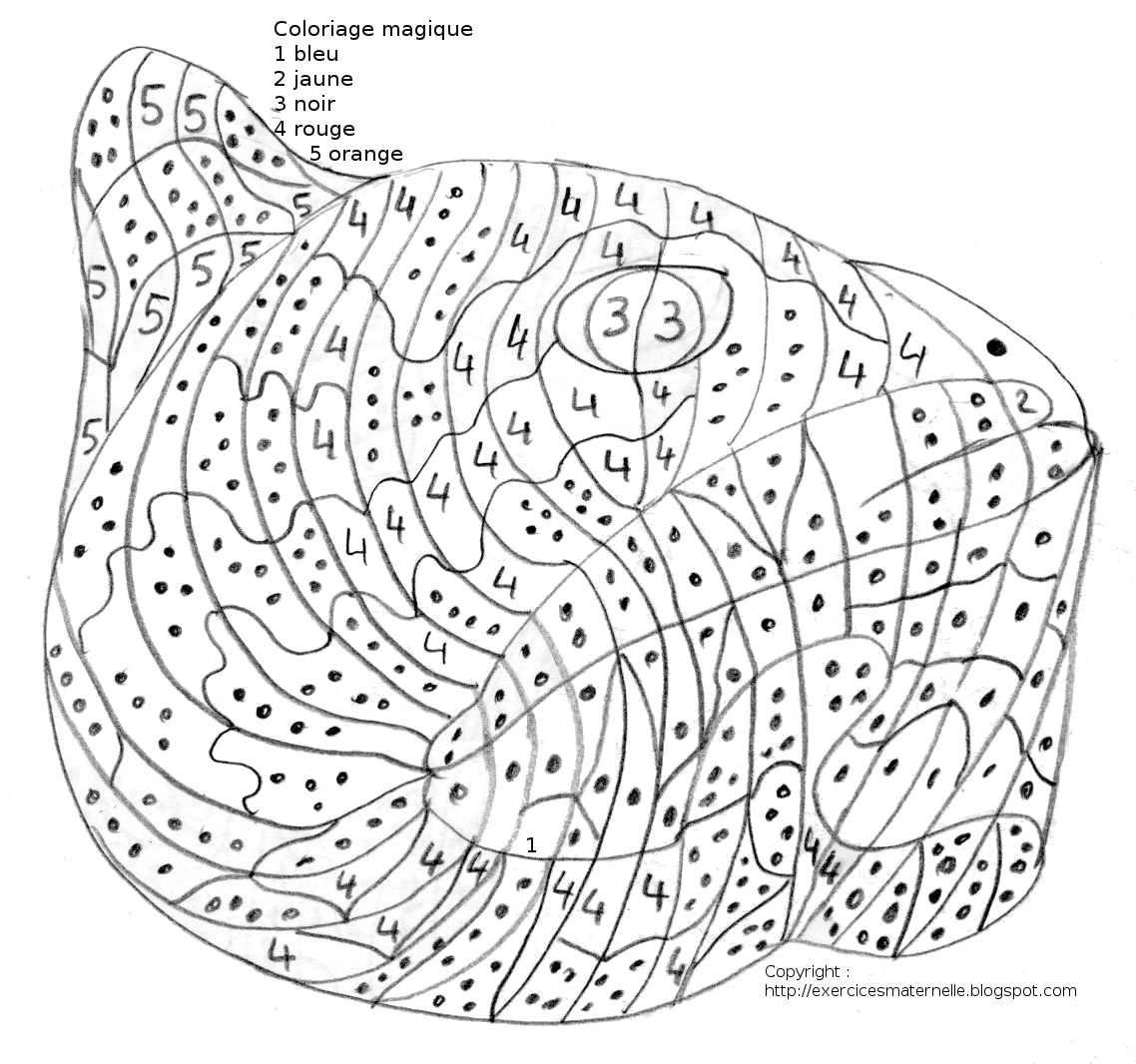 Un coloriage magique avec des formes géométriques et des motifs variés