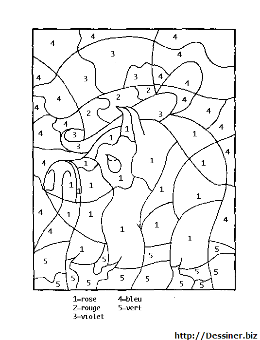 Un coloriage magique représentant un dragon survolant un paysage de montagnes