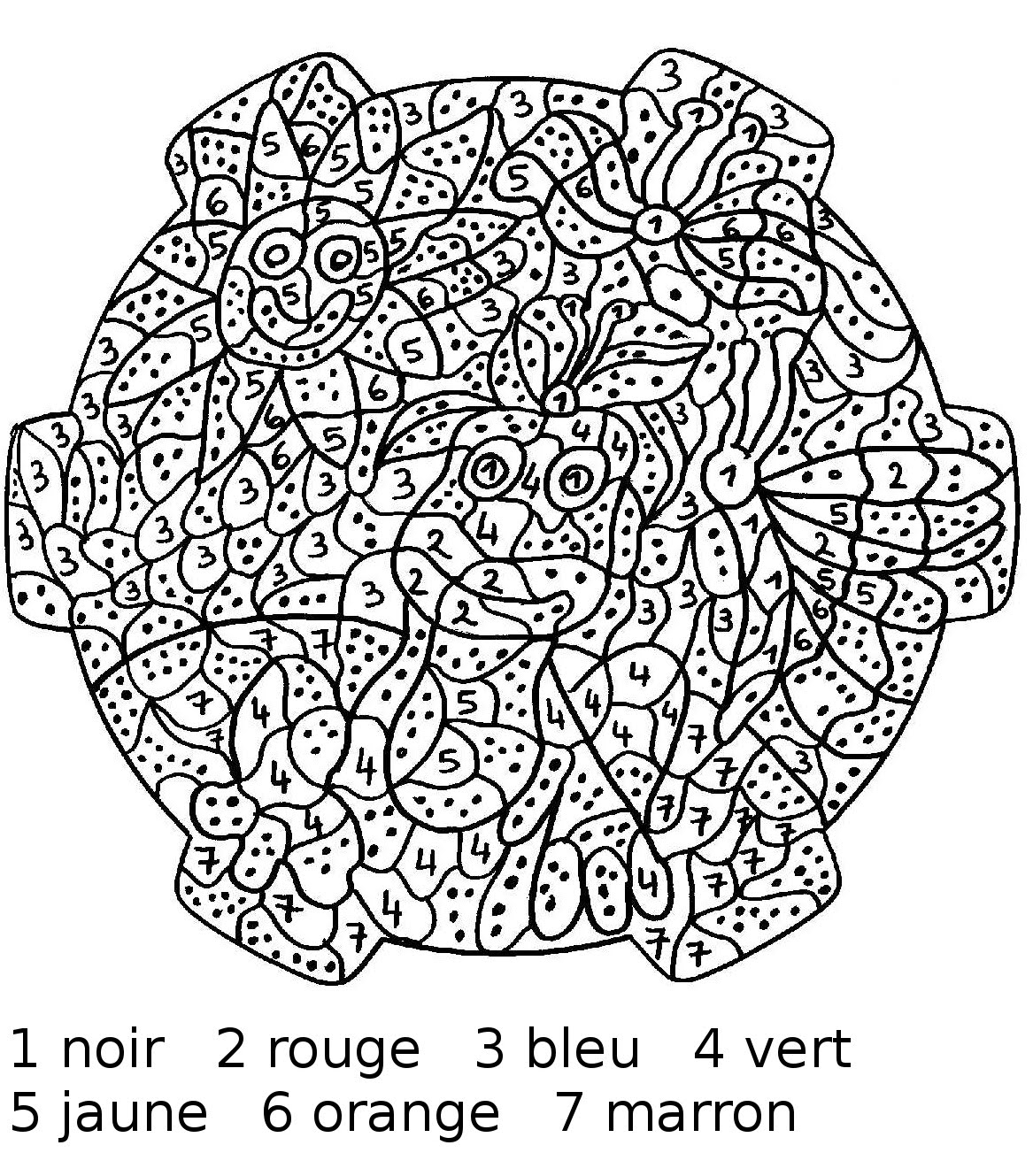 Coloriage par numéros d'un paysage montagnard avec un lac
