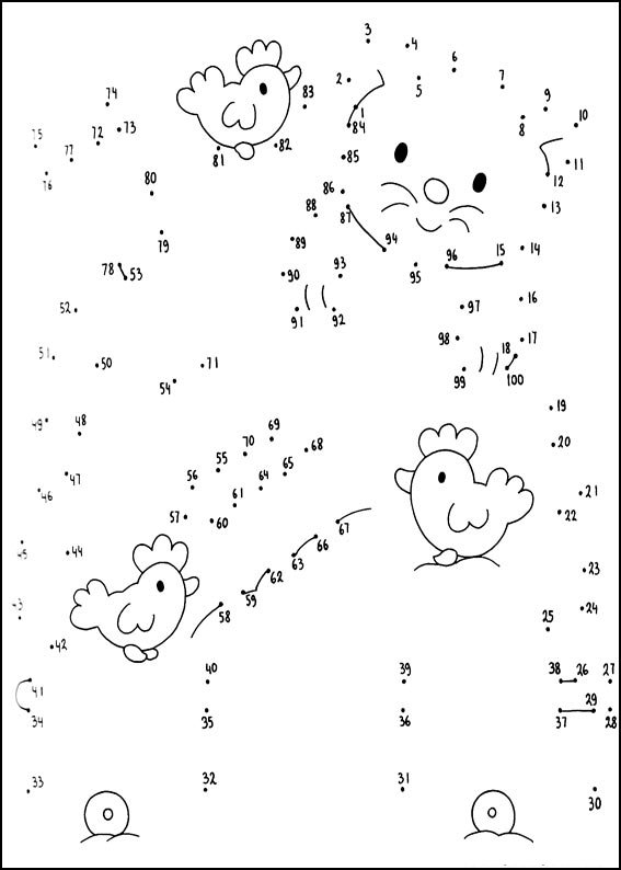 Coloriage de point à point représentant un chat dessiné sur un fond décoratif
