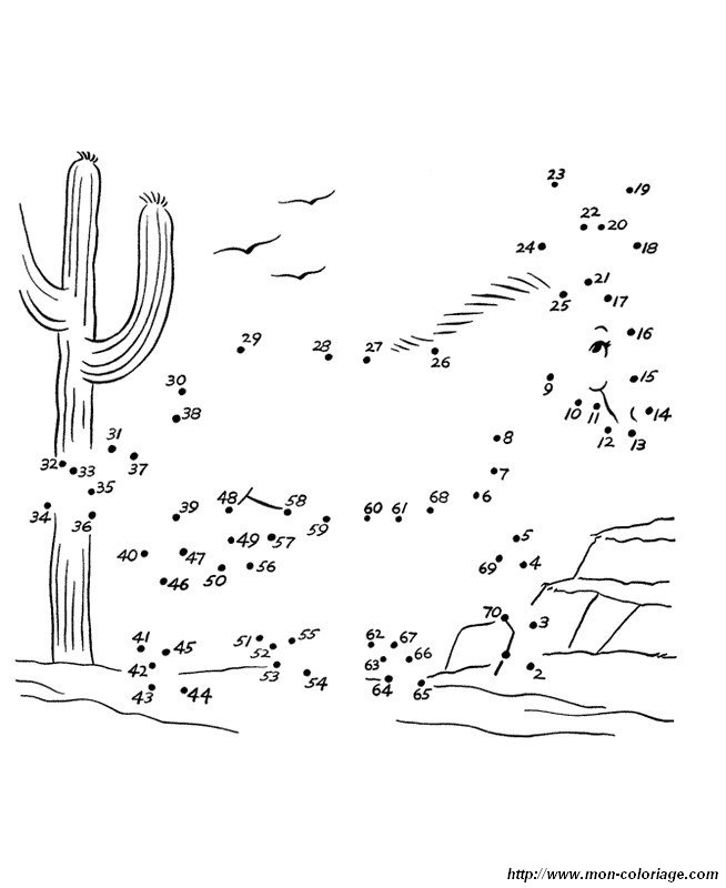 Coloriage point à point d'un animal dans un paysage naturel