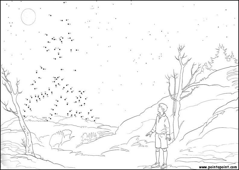 Coloriage point à point d’un animal mignon dans un paysage