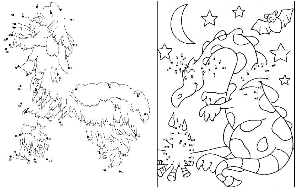 Coloriage point à point d'un animal dans un jardin fleuri