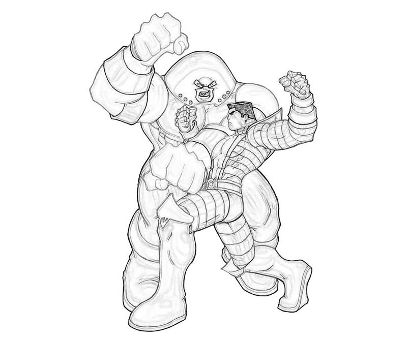 Colossus dans une posture dynamique avec un décor stylisé