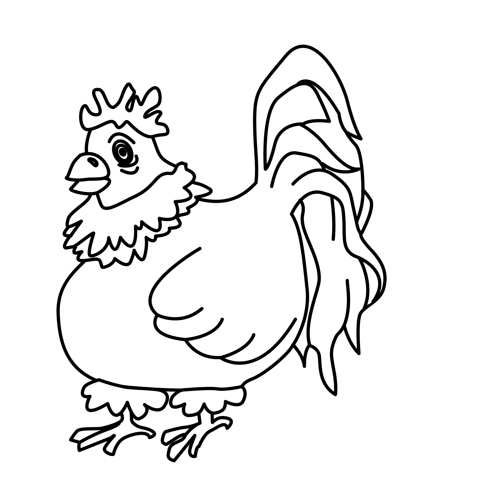 Coq coloré en pleine posture de chant sur un fond de nature