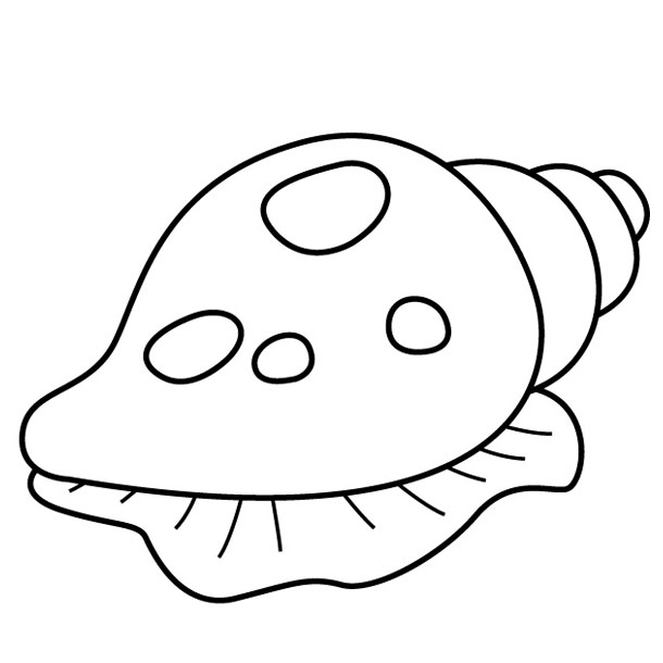 Coloriage d'un coquillage sur une plage avec éléments marins