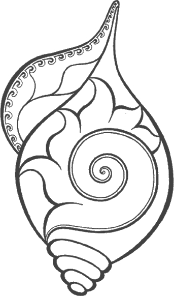 Coloriage d'un coquillage détaillé sur un fond marin