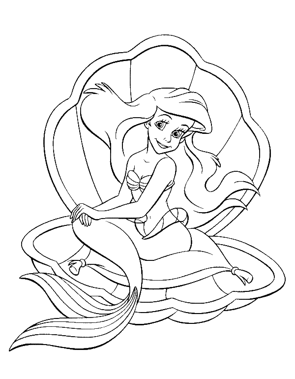 Coloriage d'un coquillage sur fond marin